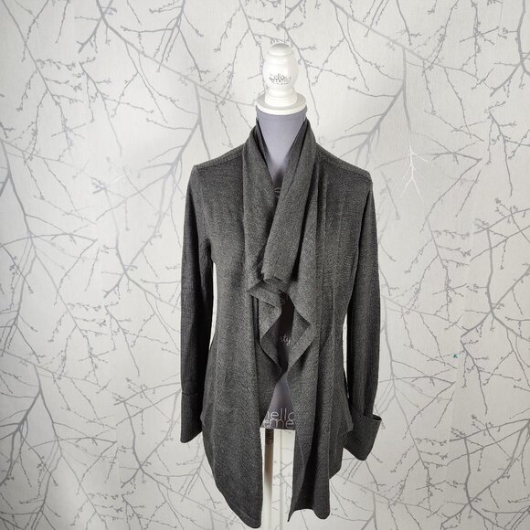 Eddie Bauer Gray 48% Merino Wool Knit Waterfall Cardigan - Picture 1 of 5